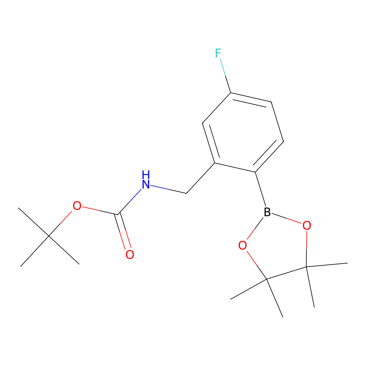 tert-butyl N-{[5-fluoro-2-(tetramethyl-1,3,2-dioxaborolan-2-yl)phenyl]methyl}carbamate molecular structure, CAS 2381194-51-8