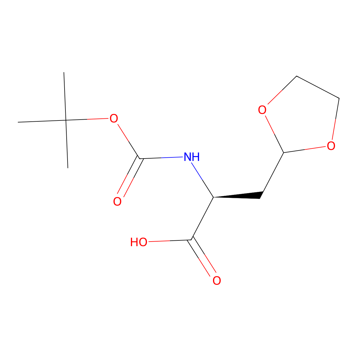 (2S)-2-{[(tert-butoxy)carbonyl]amino}-3-(1,3-dioxolan-2-yl)propanoic acid molecular structure, CAS 2381203-92-3
