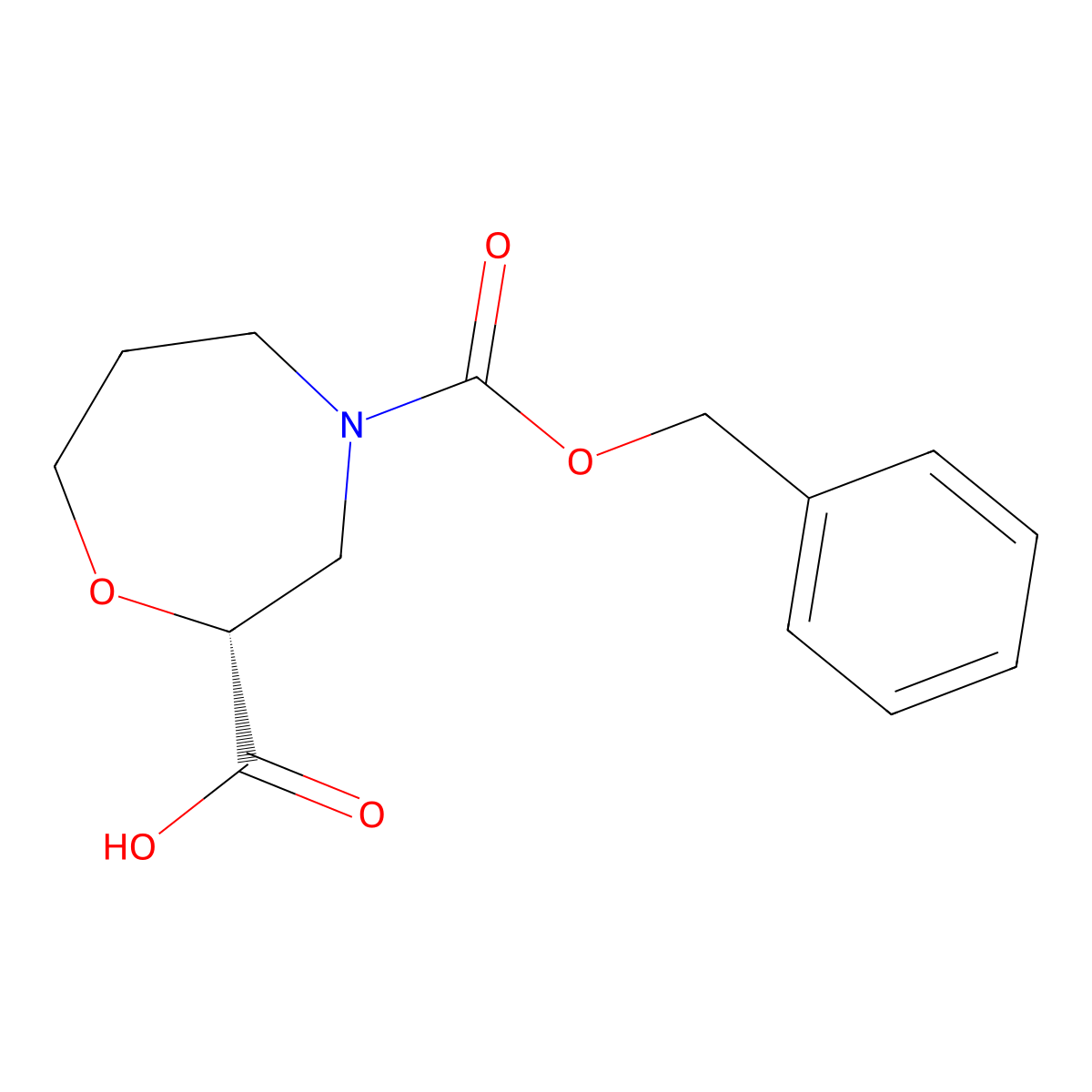 (2R)-4-[(benzyloxy)carbonyl]-1,4-oxazepane-2-carboxylic acid molecular structure, CAS 2381219-13-0