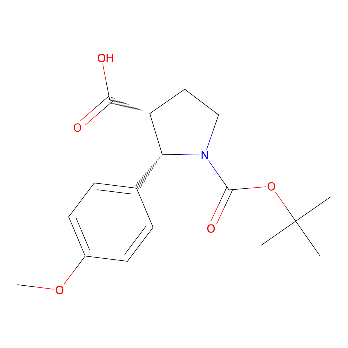 1-[(Tert-butoxy)carbonyl]-2-(4-methoxyphenyl)pyrrolidine-3-carboxylic acid molecular structure, CAS 2381231-13-4