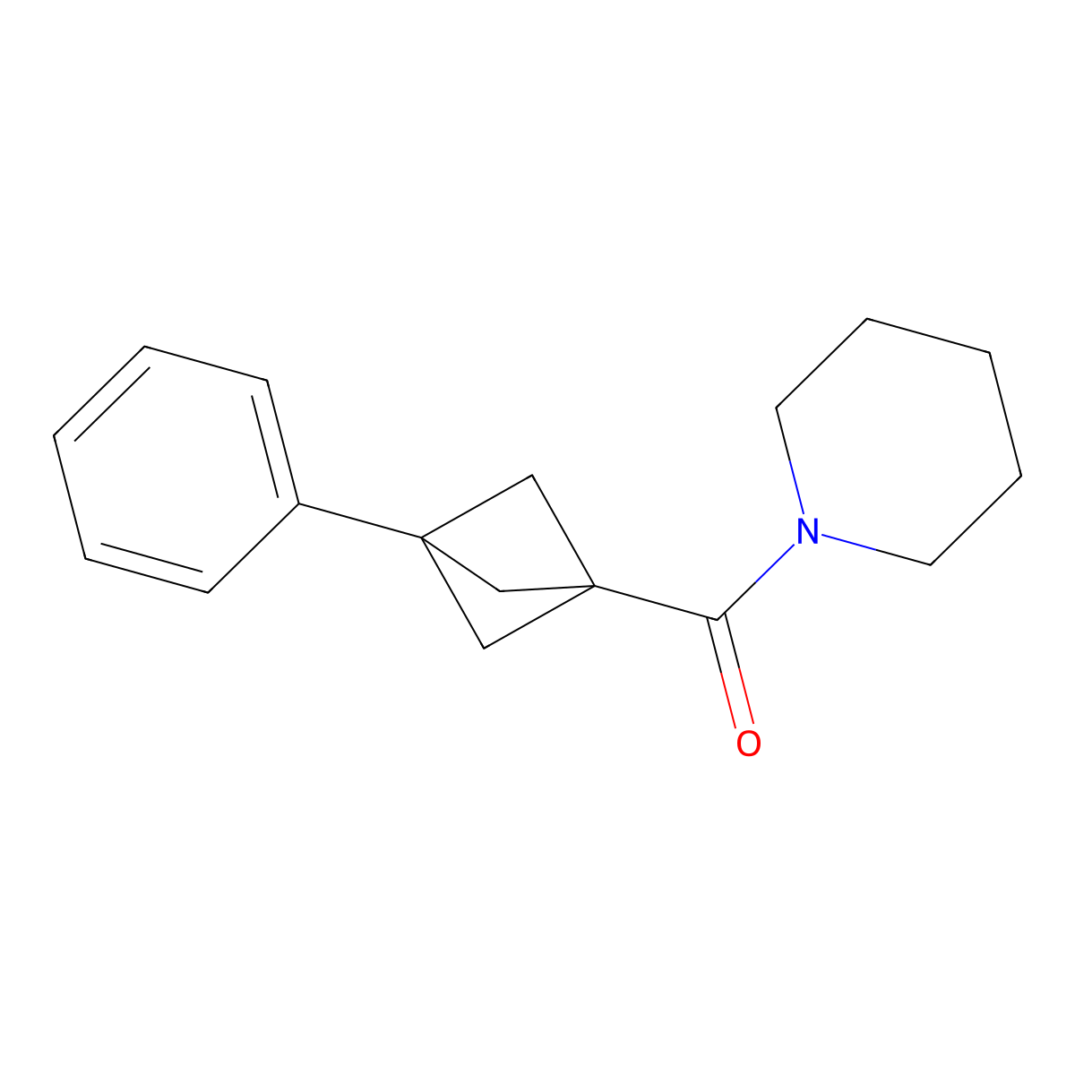 1-{3-Phenylbicyclo[1.1.1]pentane-1-carbonyl}piperidine molecular structure, CAS 2381248-04-8