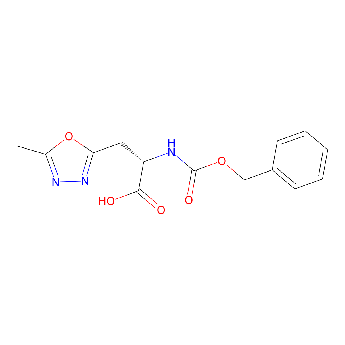 (2S)-2-{[(benzyloxy)carbonyl]amino}-3-(5-methyl-1,3,4-oxadiazol-2-yl)propanoic acid molecular structure, CAS 2381259-89-6
