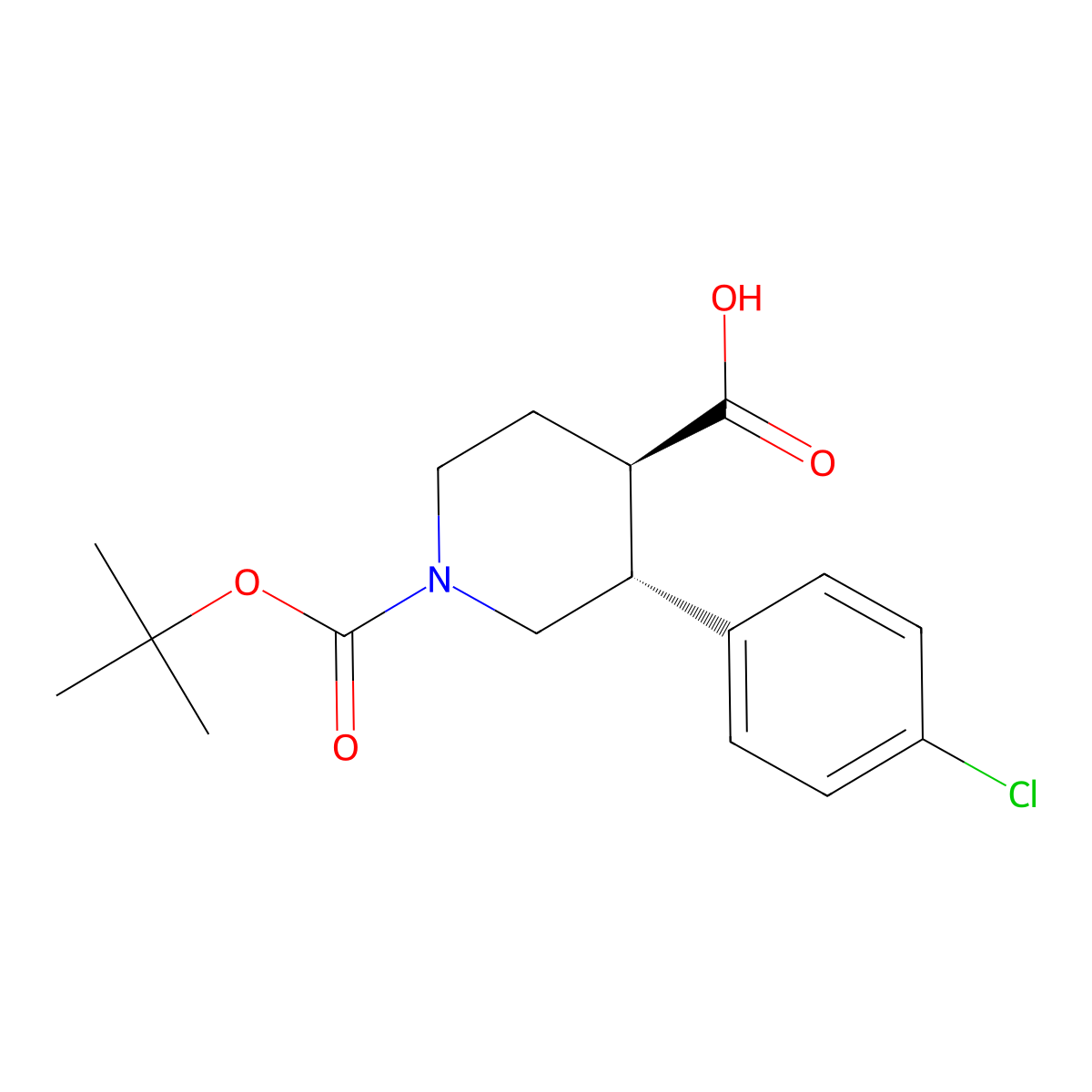 (3R,4R)-1-(tert-Butoxycarbonyl)-3-(4-chlorophenyl)piperidine-4-carboxylic acid molecular structure, CAS 2381273-72-7