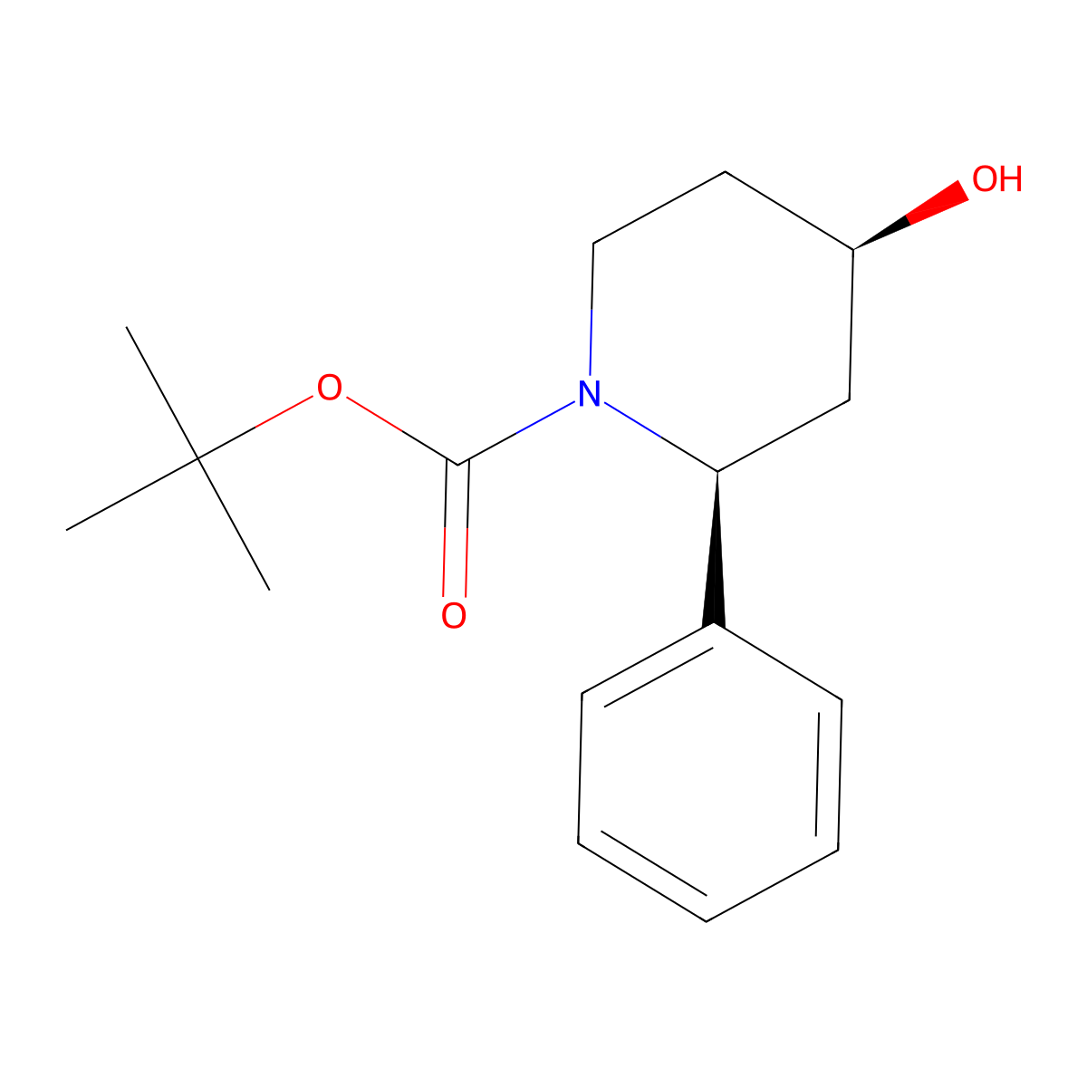 rac-tert-butyl (2R,4S)-4-hydroxy-2-phenylpiperidine-1-carboxylate molecular structure, CAS 2381321-69-1