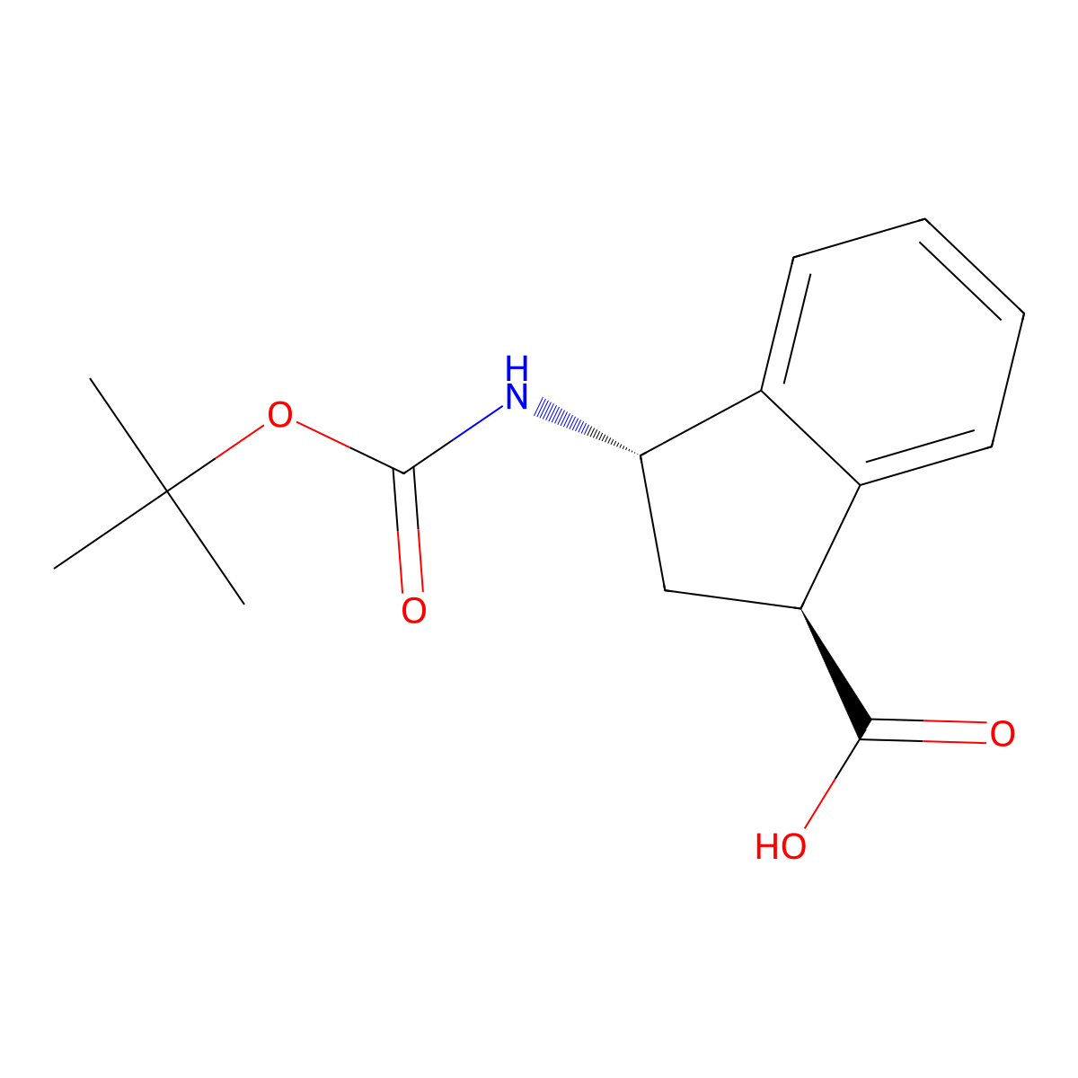 (1S,3S)-3-((tert-butoxycarbonyl)amino)-2,3-dihydro-1H-indene-1-carboxylic acid molecular structure, CAS 2381328-20-5