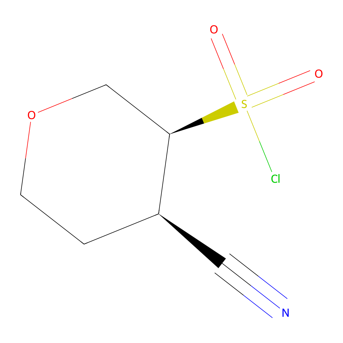 rac-(3R,4S)-4-cyanooxane-3-sulfonyl chloride molecular structure, CAS 2381331-08-2