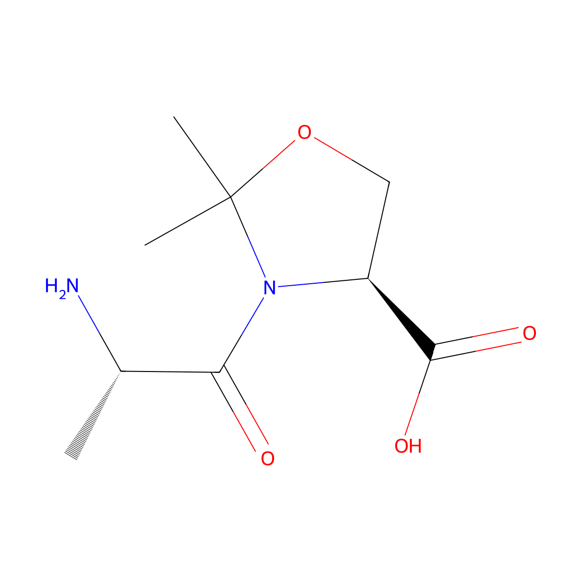 (4S)-3-[(2S)-2-aminopropanoyl]-2,2-dimethyl-1,3-oxazolidine-4-carboxylic acid molecular structure, CAS 2381360-39-8