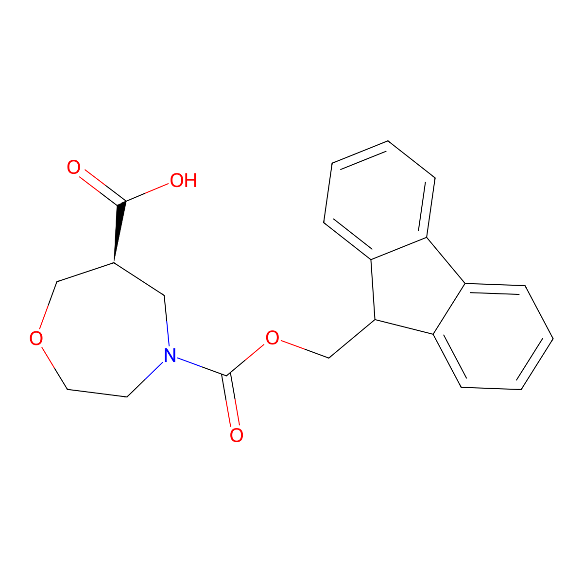 (S)-4-(((9H-fluoren-9-yl)methoxy)carbonyl)-1,4-oxazepane-6-carboxylic acid molecular structure, CAS 2381367-61-7