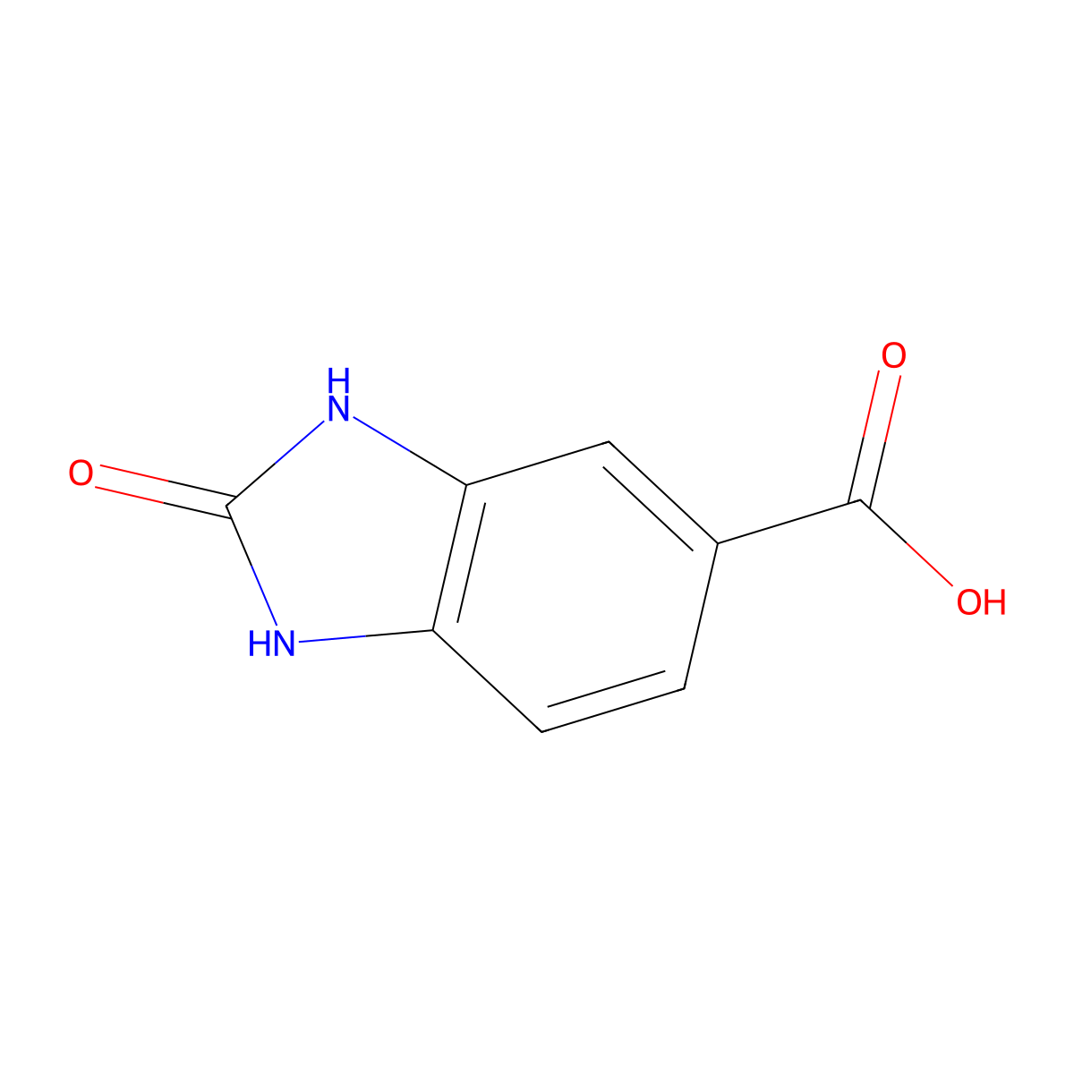 2-oxo-2,3-dihydro-1H-1,3-benzodiazole-5-carboxylic acid molecular structure, CAS 23814-14-4