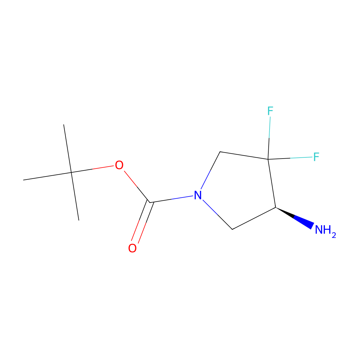 (S)-tert-Butyl 4-amino-3,3-difluoropyrrolidine-1-carboxylate molecular structure, CAS 2381400-91-3
