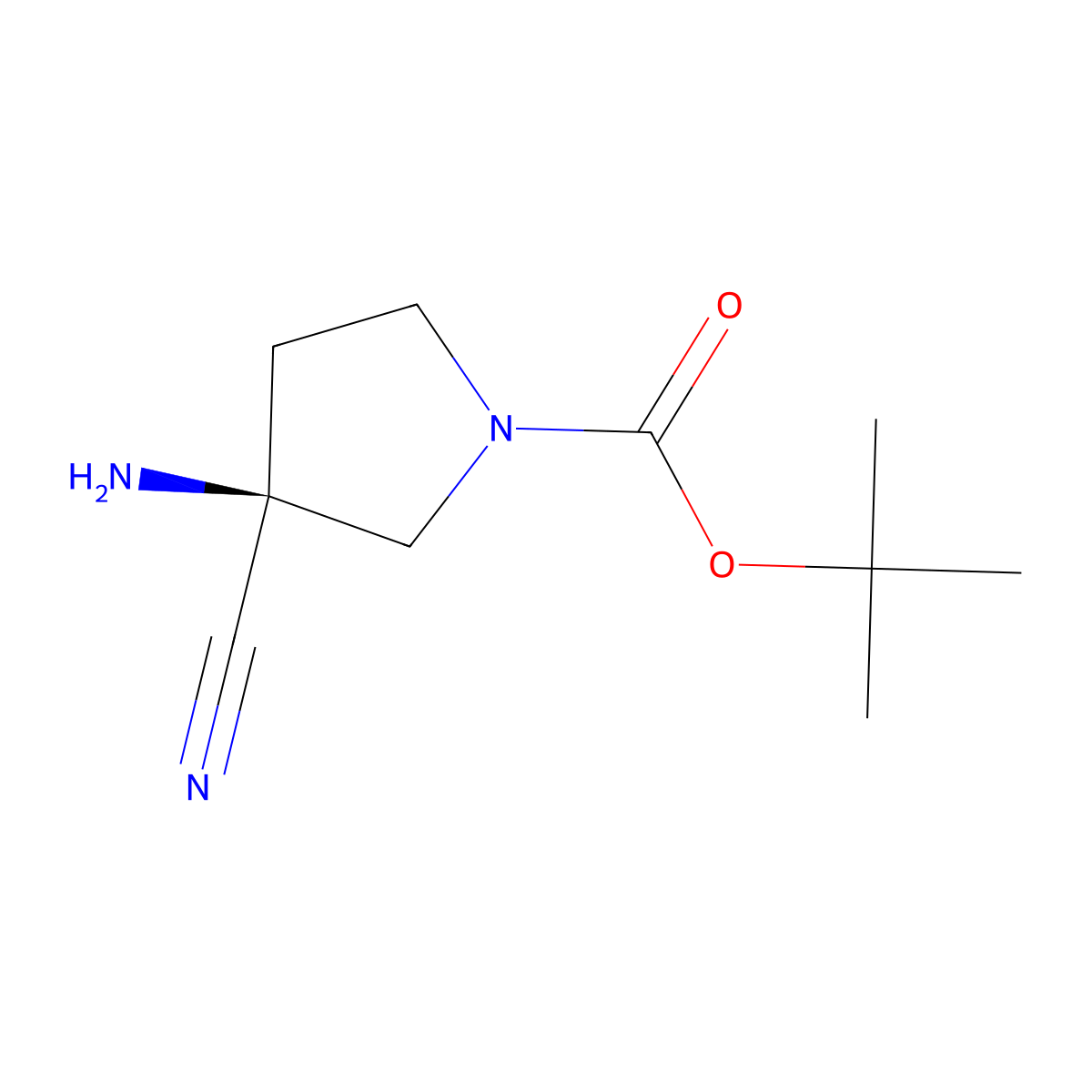 tert-Butyl (S)-3-amino-3-cyanopyrrolidine-1-carboxylate molecular structure, CAS 2381416-91-5