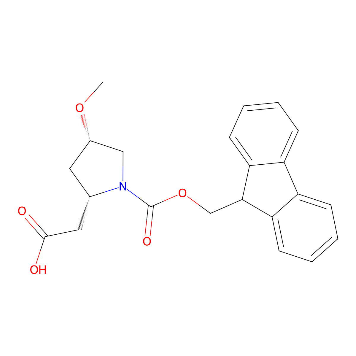 2-[(2S,4S)-1-(9H-Fluoren-9-ylmethoxycarbonyl)-4-methoxypyrrolidin-2-yl]acetic acid molecular structure, CAS 2381423-92-1