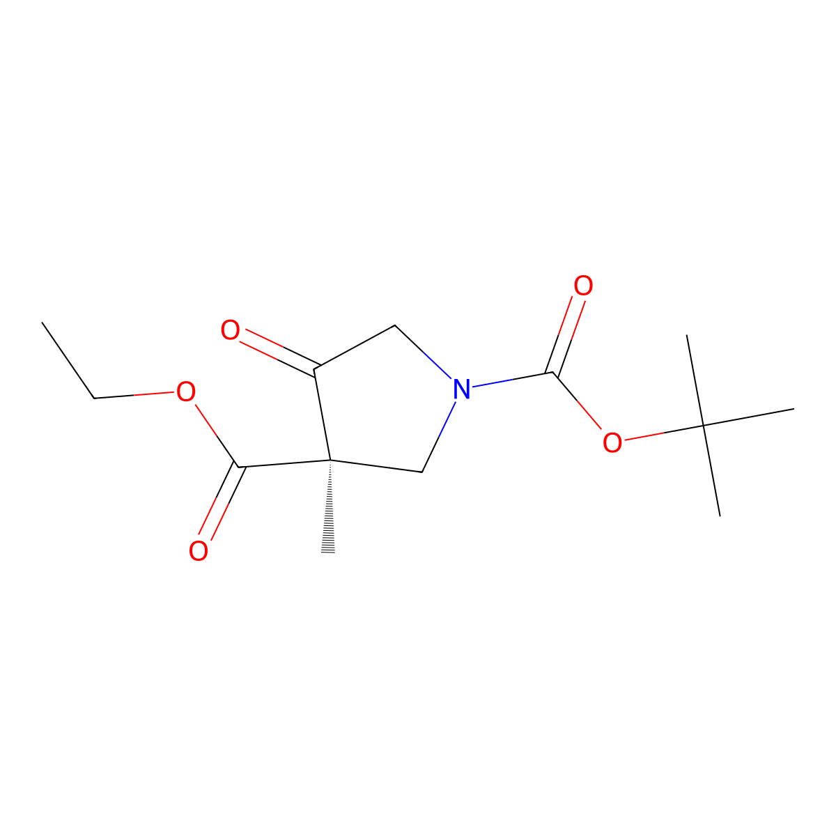 O1-tert-butyl O3-ethyl (3R)-3-methyl-4-oxo-pyrrolidine-1,3-dicarboxylate molecular structure, CAS 2381424-05-9