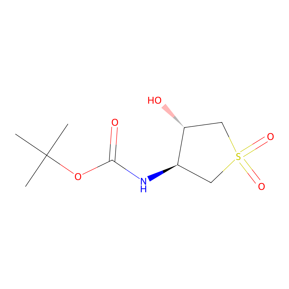 rac-tert-butyl N-[(3R,4R)-4-hydroxy-1,1-dioxo-1lambda6-thiolan-3-yl]carbamate molecular structure, CAS 2381457-40-3