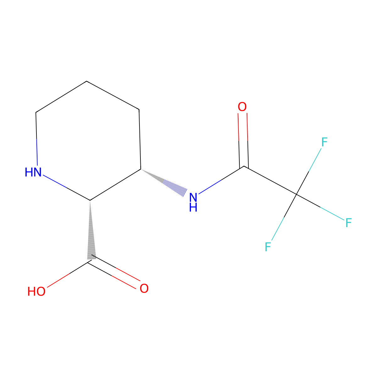 rac-(2R,3S)-3-(trifluoroacetamido)piperidine-2-carboxylic acid molecular structure, CAS 2381459-82-9