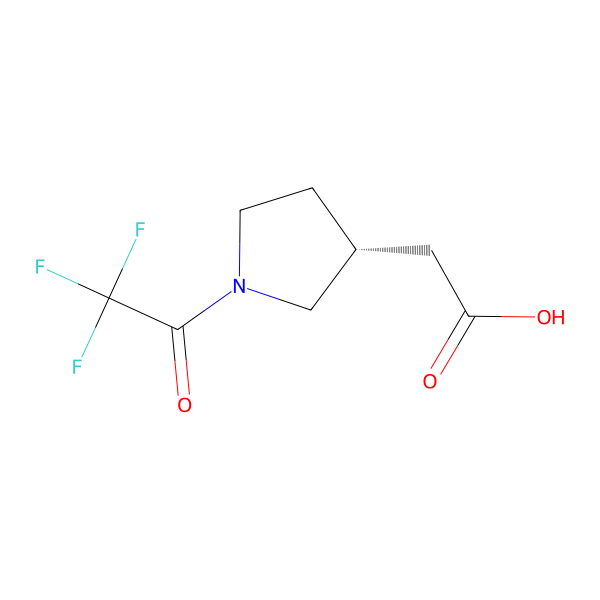 2-[(3R)-1-(trifluoroacetyl)pyrrolidin-3-yl]acetic acid molecular structure, CAS 2381461-51-2