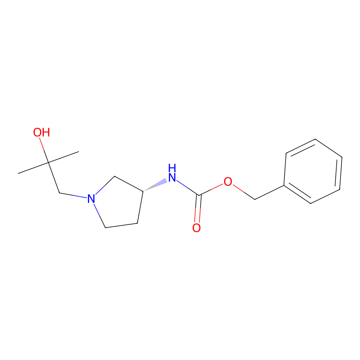 benzyl N-[(3R)-1-(2-hydroxy-2-methylpropyl)pyrrolidin-3-yl]carbamate molecular structure, CAS 2381487-28-9