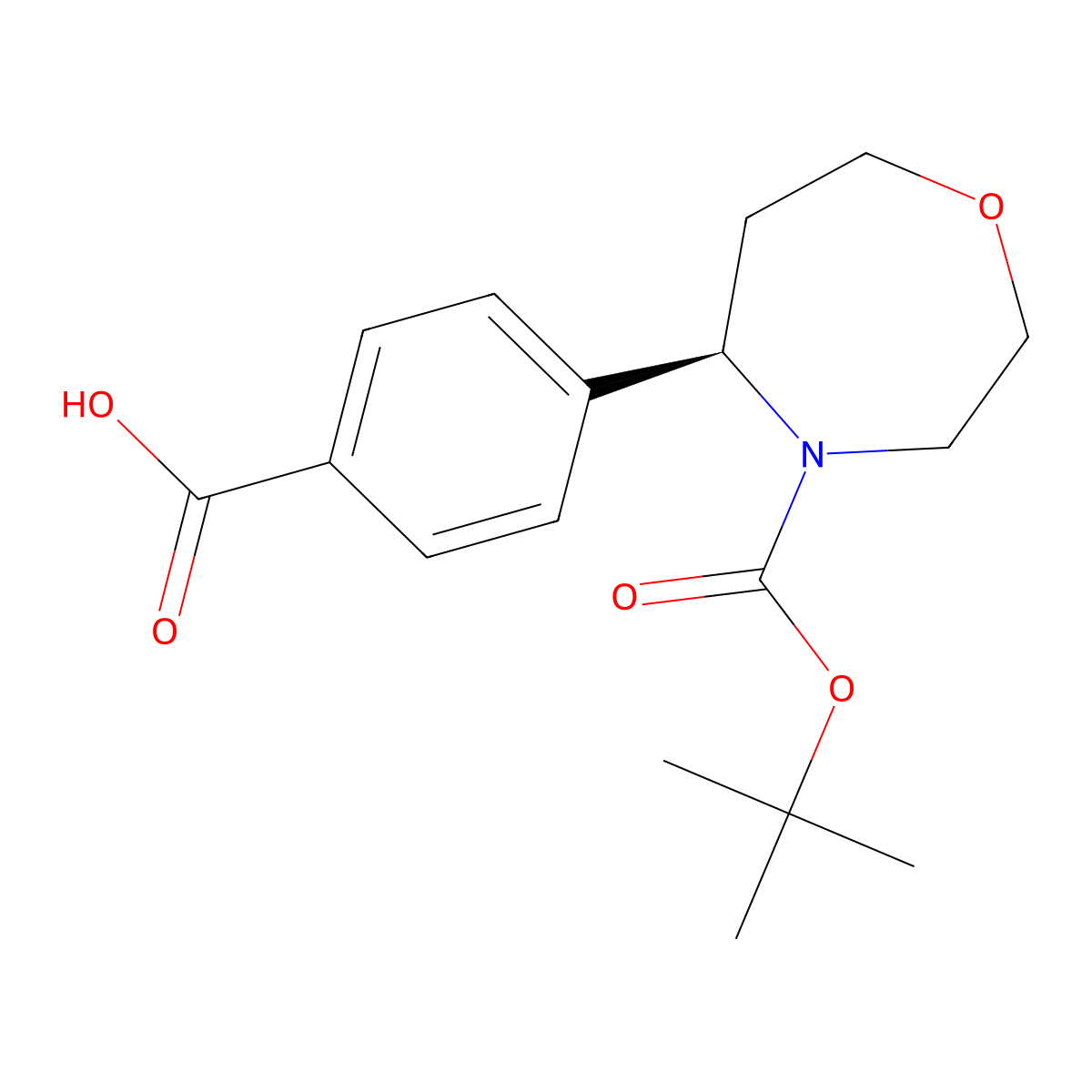(R)-4-(4-(tert-Butoxycarbonyl)-1,4-oxazepan-5-yl)benzoic acid molecular structure, CAS 2381491-02-5