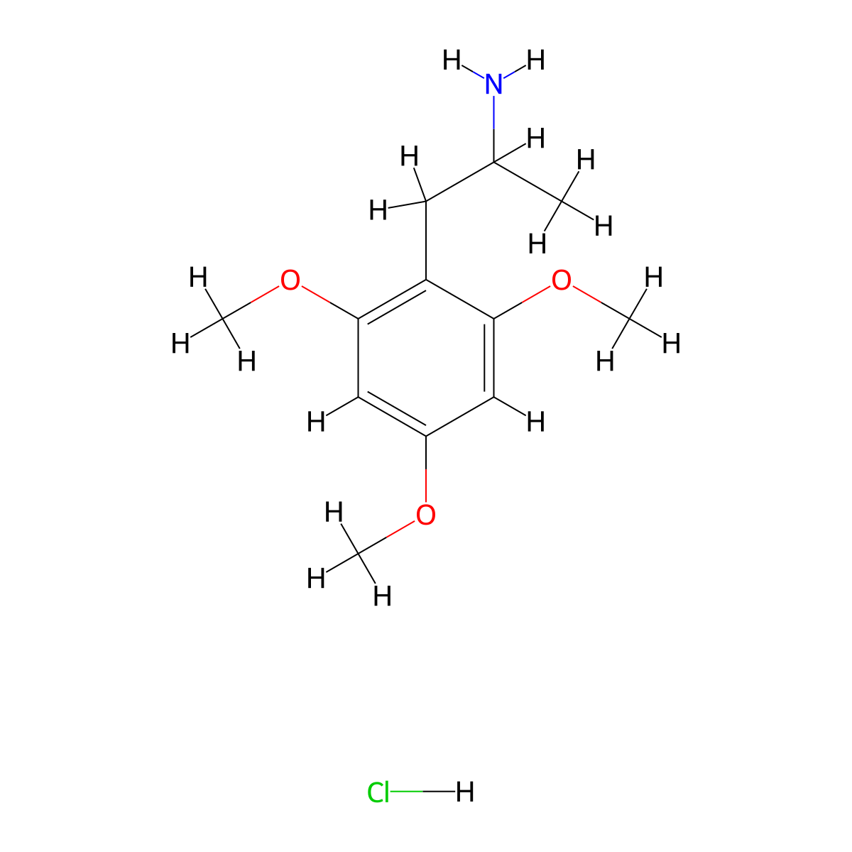 1-(2,4,6-Trimethoxyphenyl)propan-2-amine hydrochloride molecular structure, CAS 23815-74-9