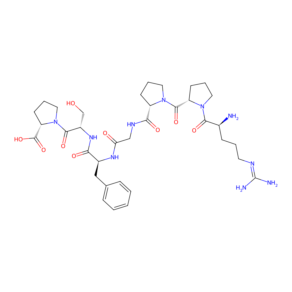 bradykinin, des-Phe(8)-des-Arg(9)- molecular structure, CAS 23815-87-4