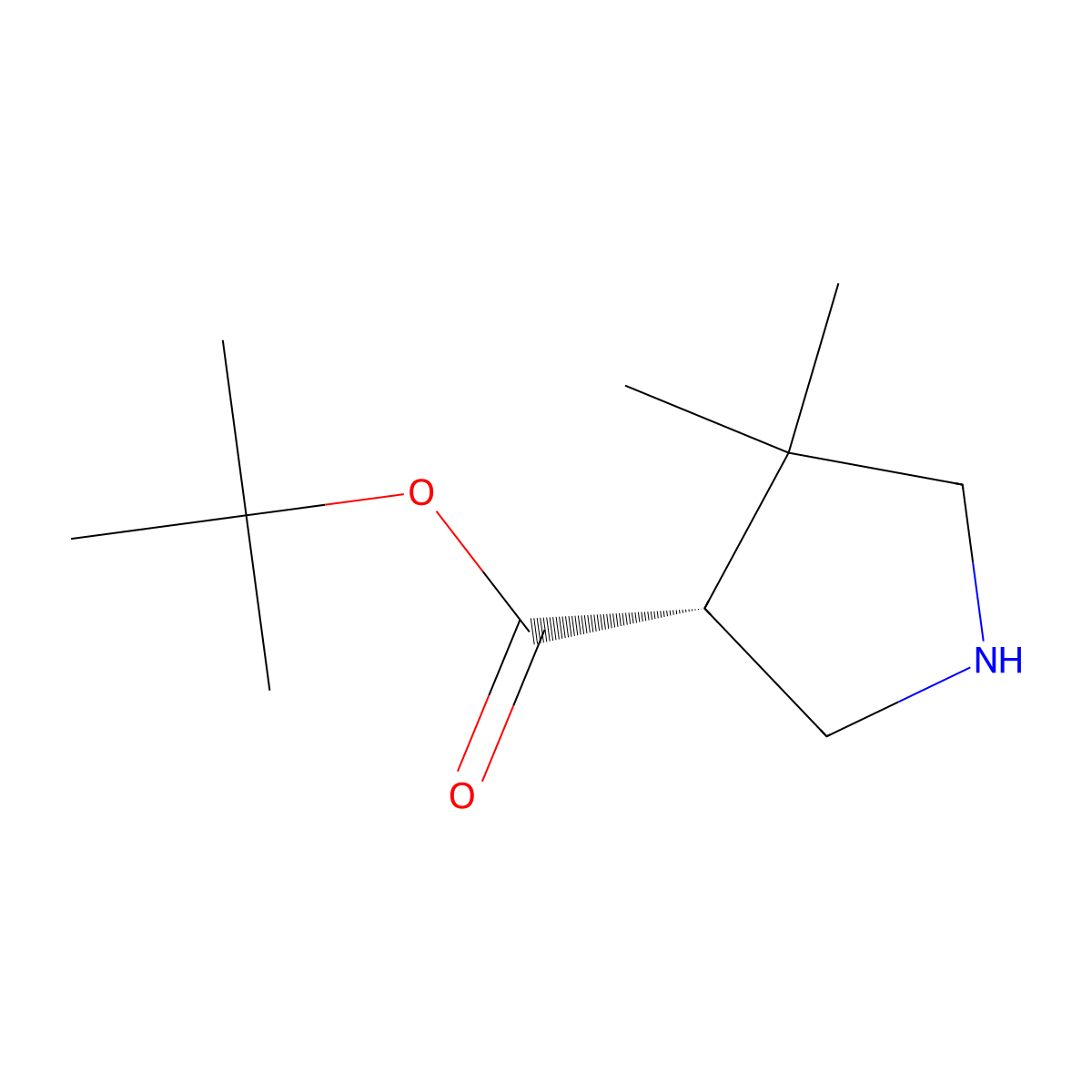 tert-butyl (3R)-4,4-dimethylpyrrolidine-3-carboxylate molecular structure, CAS 2381500-86-1