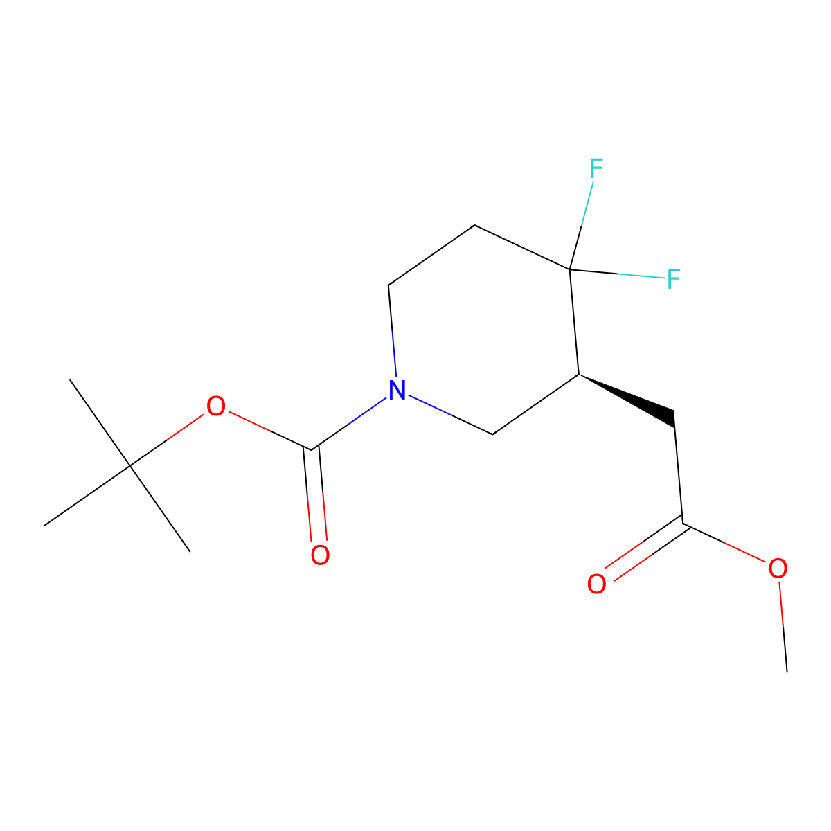 tert-butyl (3S)-4,4-difluoro-3-(2-methoxy-2-oxo-ethyl)piperidine-1-carboxylate molecular structure, CAS 2381513-95-5