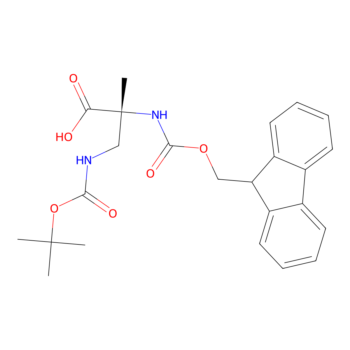 (2R)-3-(tert-butoxycarbonylamino)-2-(9H-fluoren-9-ylmethoxycarbonylamino)-2-methyl-propanoic acid molecular structure, CAS 2381521-98-6