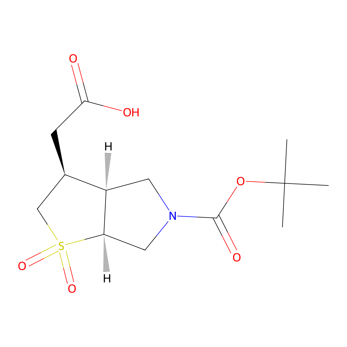2-[(3S,3aS,6aS)-5-[(2-methylpropan-2-yl)oxycarbonyl]-1,1-dioxo-2,3,3a,4,6,6a-hexahydrothieno[2,3-c]pyrrol-3-yl]acetic acid molecular structure, CAS 2381534-93-4
