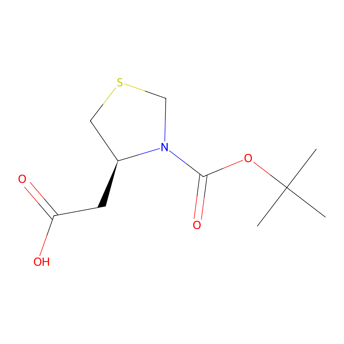 2-[(4S)-3-[(tert-butoxy)carbonyl]-1,3-thiazolidin-4-yl]aceticacid molecular structure, CAS 2381545-19-1