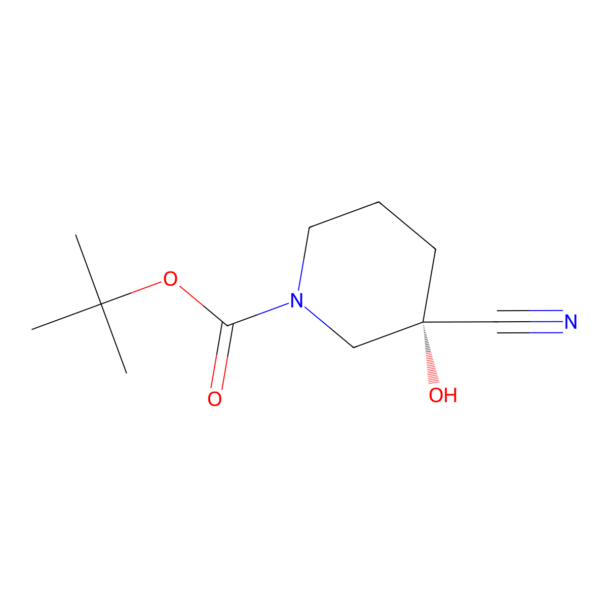 tert-butyl (3S)-3-cyano-3-hydroxypiperidine-1-carboxylate molecular structure, CAS 2381545-42-0