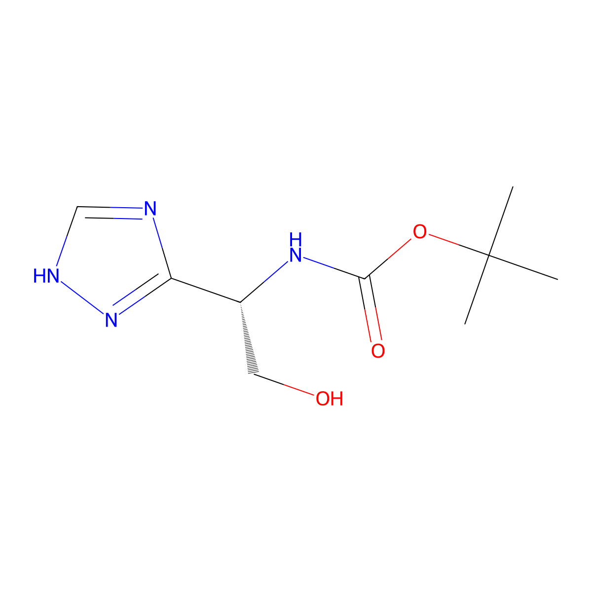 tert-butyl N-[(1S)-2-hydroxy-1-(1H-1,2,4-triazol-3-yl)ethyl]carbamate molecular structure, CAS 2381558-92-3