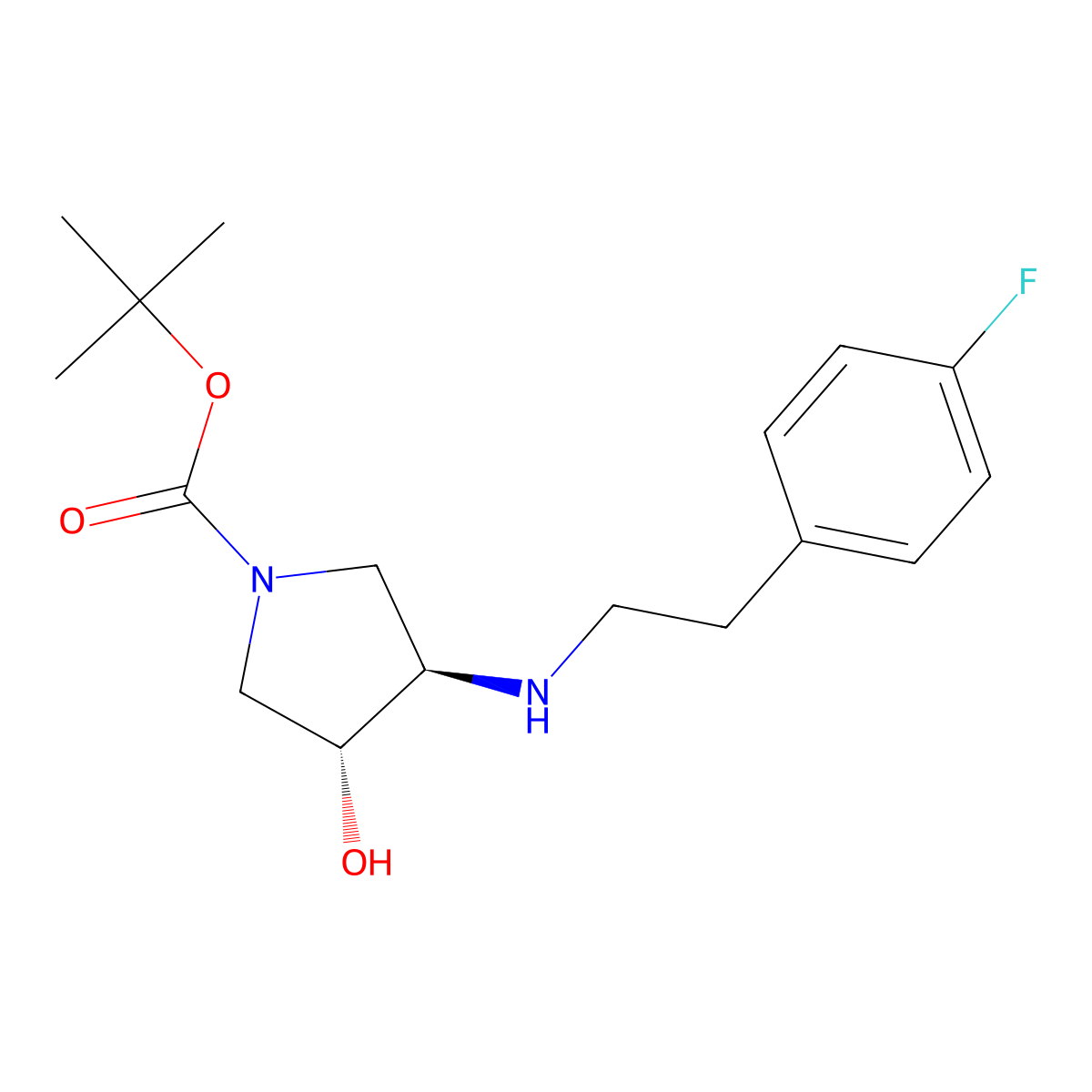 tert-butyl (3R,4R)-3-{[2-(4-fluorophenyl)ethyl]amino}-4-hydroxypyrrolidine-1-carboxylate molecular structure, CAS 2381578-59-0