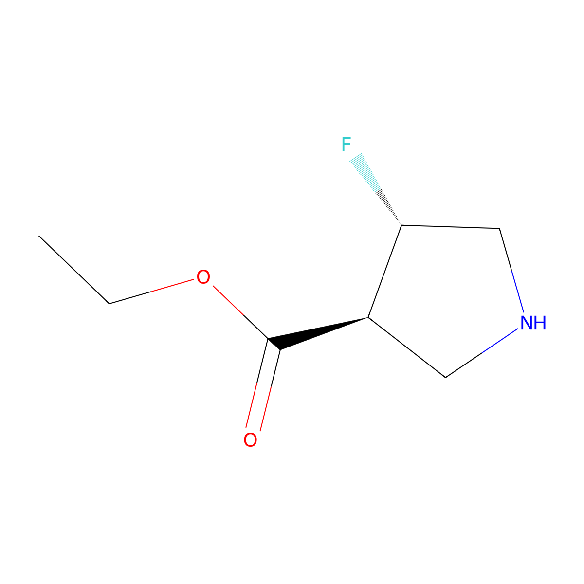 rac-ethyl (3R,4R)-4-fluoropyrrolidine-3-carboxylate molecular structure, CAS 2381590-10-7