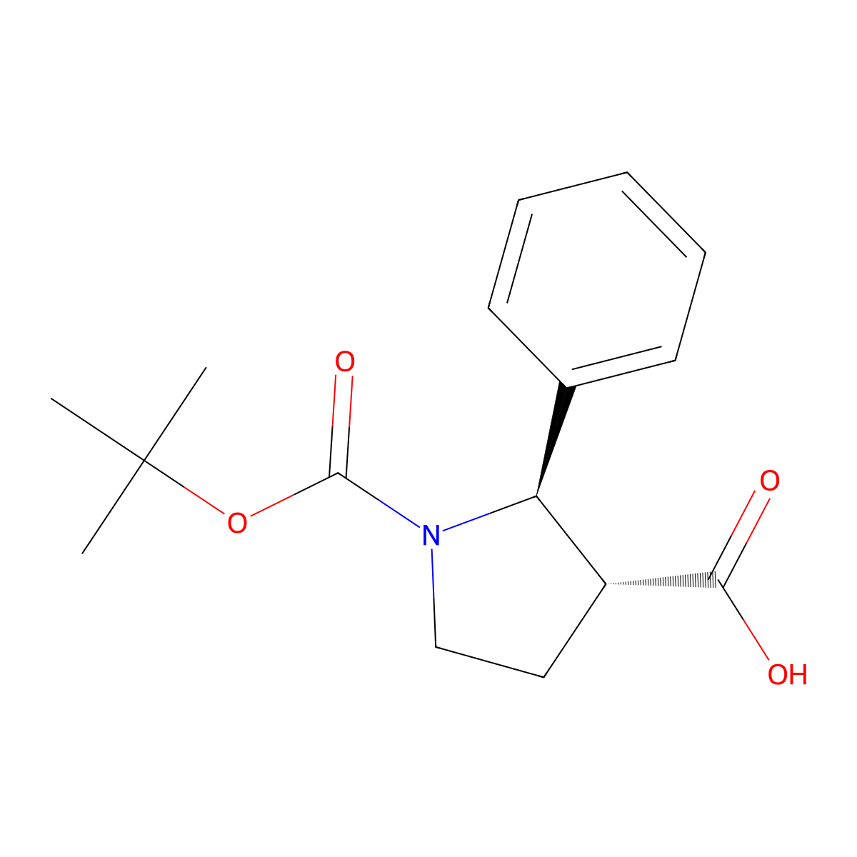 (2R,3R)-1-(tert-Butoxycarbonyl)-2-phenylpyrrolidine-3-carboxylic acid molecular structure, CAS 2381590-50-5