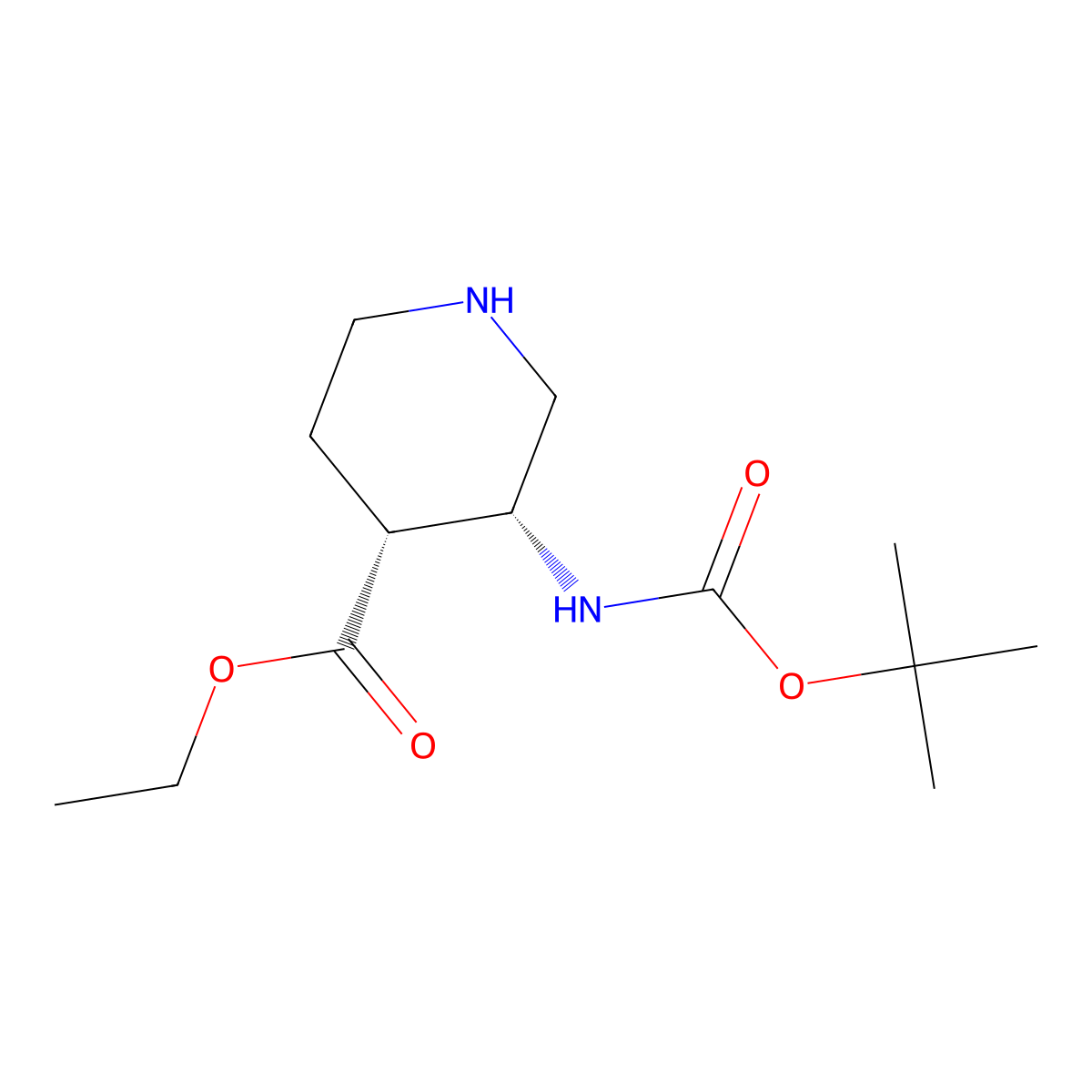 (3R,4R)-3-tert-Butoxycarbonylamino-piperidine-4-carboxylic acid ethyl ester molecular structure, CAS 2381592-28-3