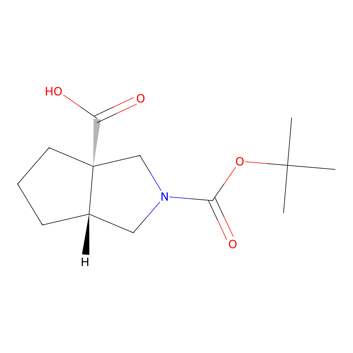 (3aS,6aR)-2-tert-butoxycarbonyl-1,3,4,5,6,6a-hexahydrocyclopenta[c]pyrrole-3a-carboxylic acid molecular structure, CAS 2381625-23-4