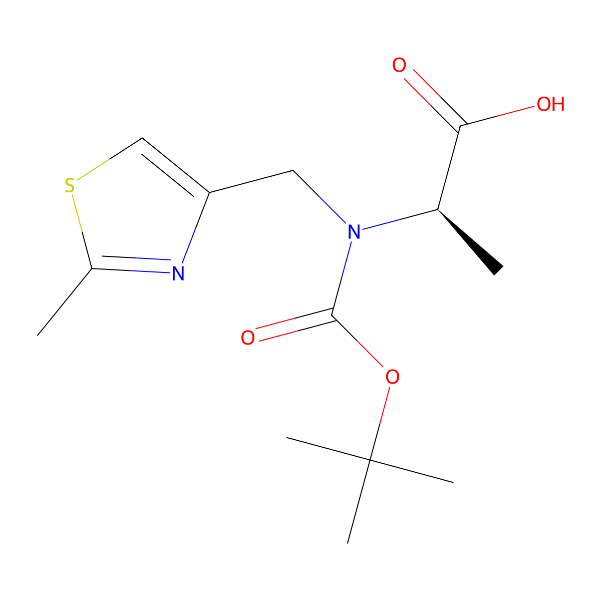 (2R)-2-{[(tert-butoxy)carbonyl][(2-methyl-1,3-thiazol-4-yl)methyl]amino}propanoic acid molecular structure, CAS 2381628-72-2