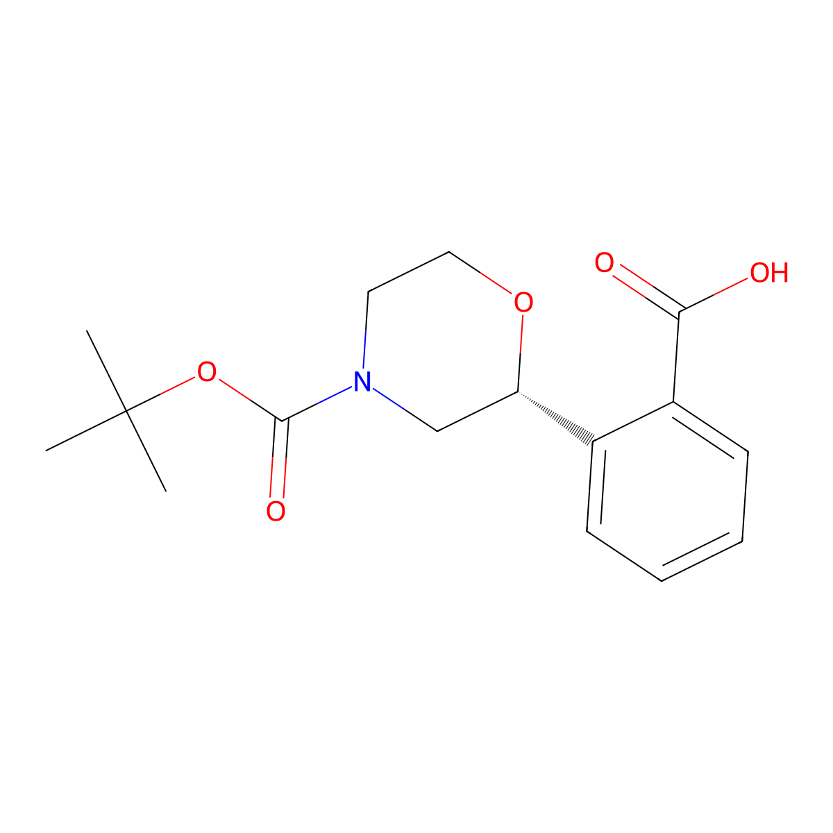 (R)-2-(4-(tert-butoxycarbonyl)morpholin-2-yl)benzoic acid molecular structure, CAS 2381631-51-0