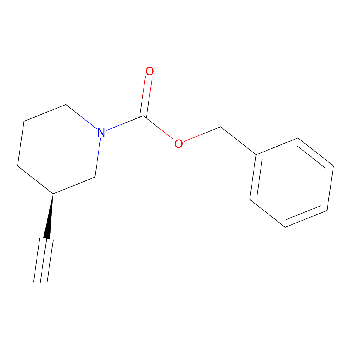 benzyl (3R)-3-ethynylpiperidine-1-carboxylate molecular structure, CAS 2381640-98-6