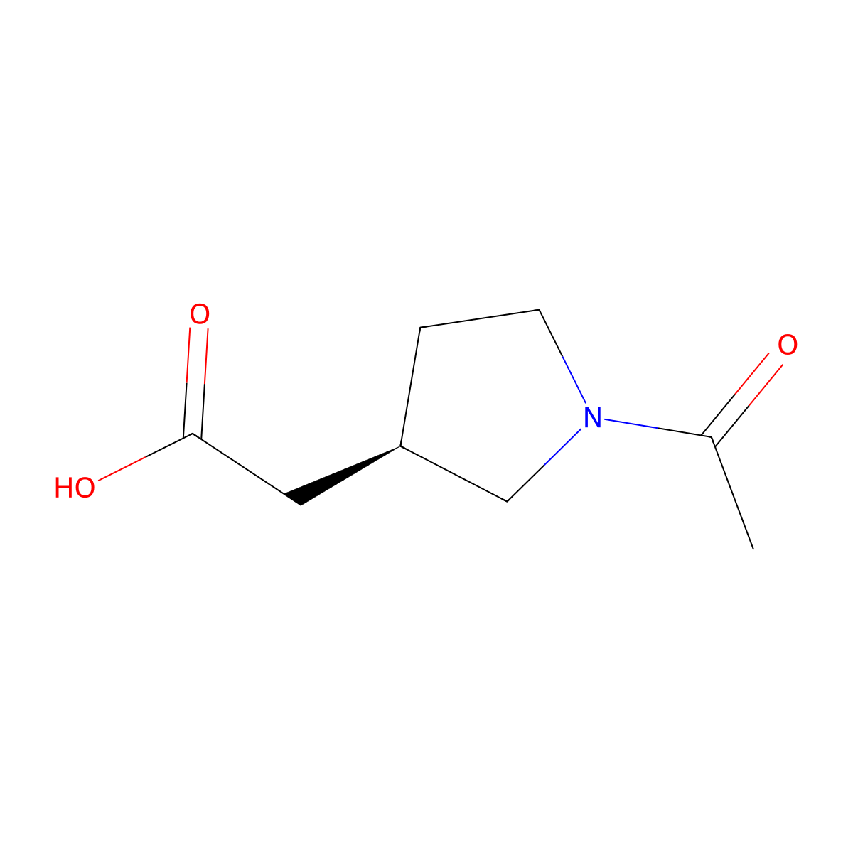 2-[(3R)-1-acetylpyrrolidin-3-yl]acetic acid molecular structure, CAS 2381647-82-9