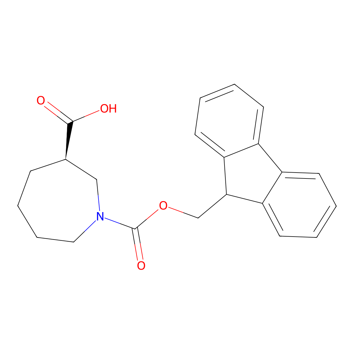 (R)-1-(((9H-fluoren-9-yl)methoxy)carbonyl)azepane-3-carboxylic acid molecular structure, CAS 2381653-60-5