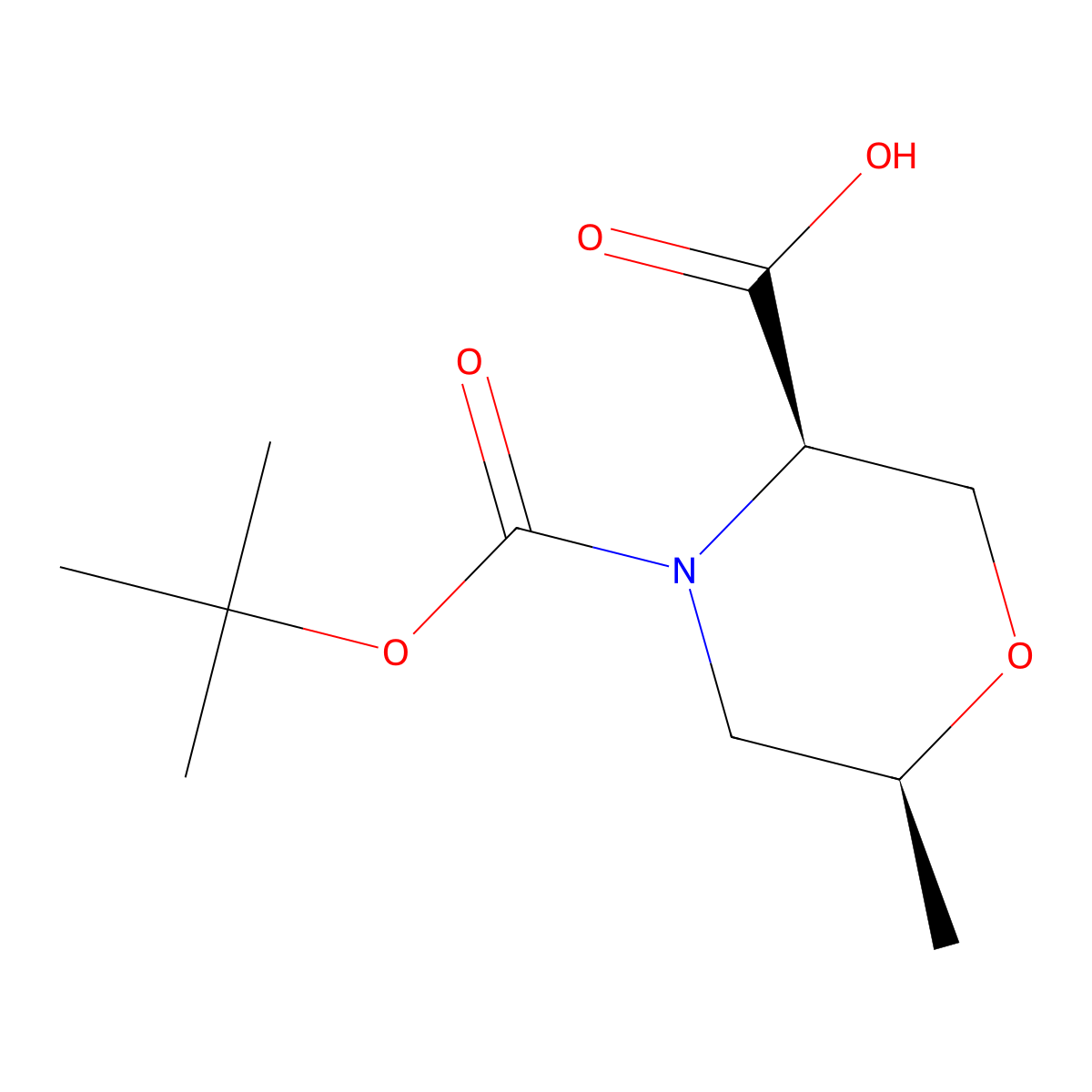 (3R,6S)-4-((tert-butoxy)carbonyl)-6-methylmorpholine-3-carboxylic acid molecular structure, CAS 2381666-08-4