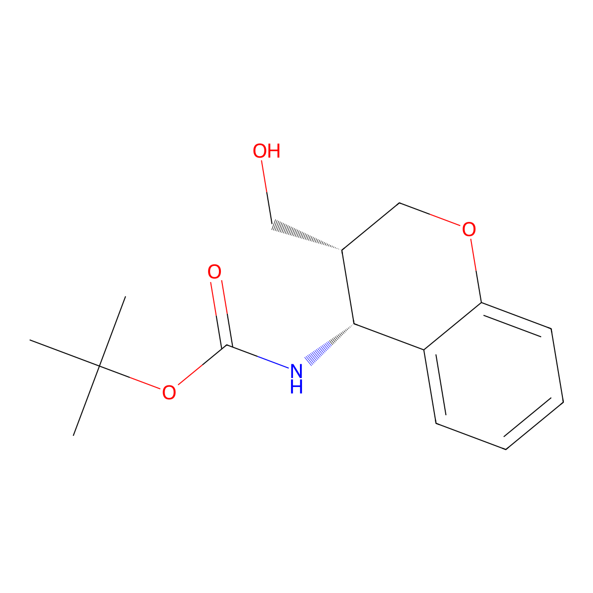 rac-tert-butyl N-[(3R,4R)-3-(hydroxymethyl)-3,4-dihydro-2H-1-benzopyran-4-yl]carbamate molecular structure, CAS 2381683-44-7