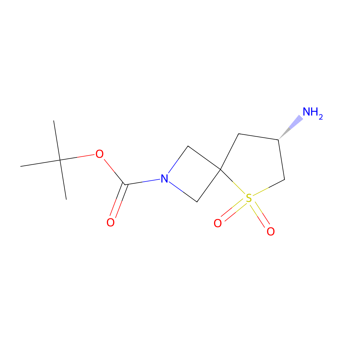 tert-Butyl (S)-7-amino-5-thia-2-azaspiro[3.4]octane-2-carboxylate 5,5-dioxide molecular structure, CAS 2381705-16-2