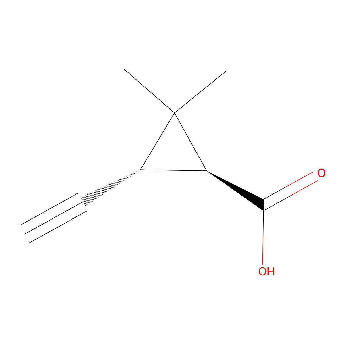 (1S,3R)-3-Ethynyl-2,2-dimethylcyclopropane-1-carboxylic acid molecular structure, CAS 2381708-37-6