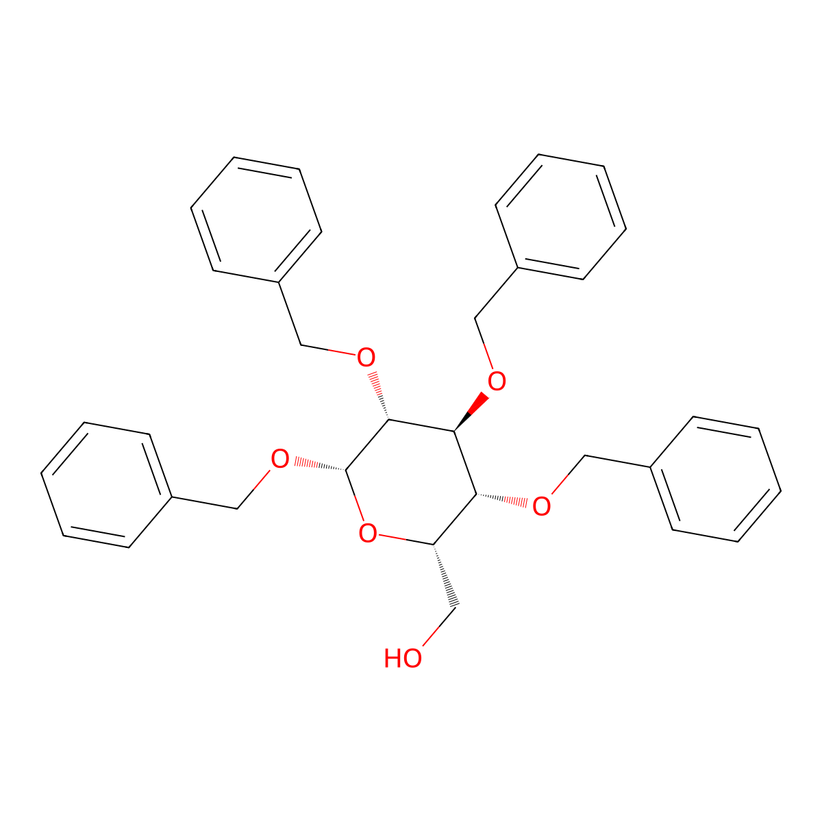 ((2S,3R,4S,5R,6S)-3,4,5,6-Tetrakis(benzyloxy)tetrahydro-2H-pyran-2-yl)methanol molecular structure, CAS 2381709-38-0