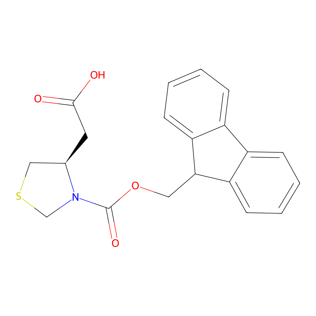 2-[(4R)-3-{[(9H-fluoren-9-yl)methoxy]carbonyl}-1,3-thiazolidin-4-yl]acetic acid molecular structure, CAS 2381739-12-2