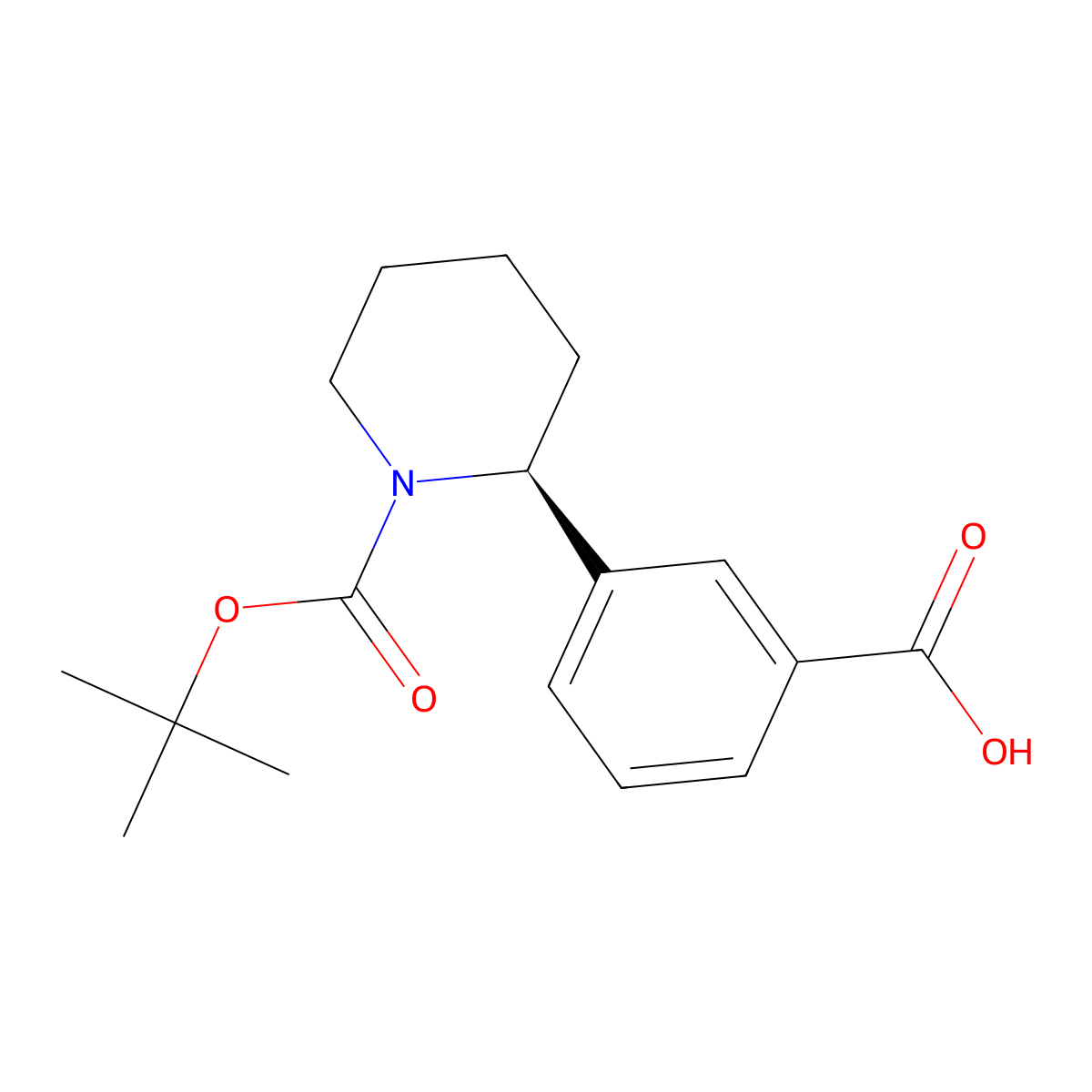 (S)-3-(1-(tert-butoxycarbonyl)piperidin-2-yl)benzoic acid molecular structure, CAS 2381773-26-6