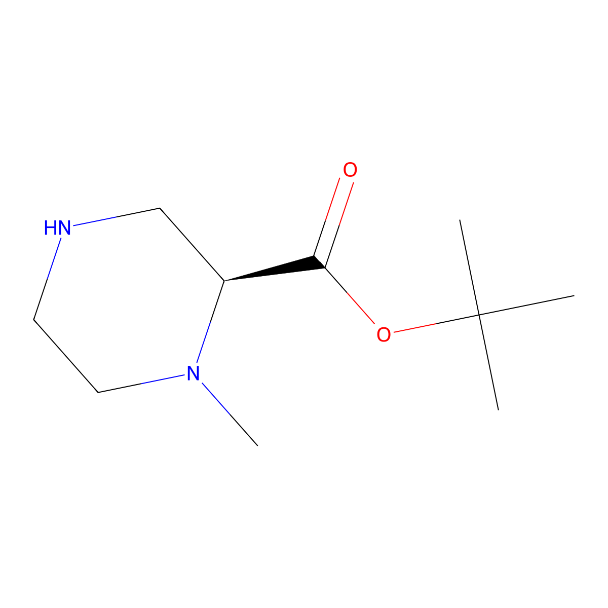 tert-butyl (2S)-1-methylpiperazine-2-carboxylate molecular structure, CAS 2381789-95-1