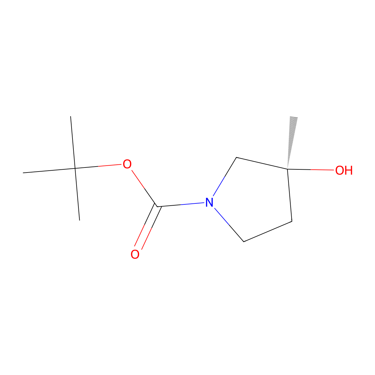 (S)-1-Boc-3-methylpyrrolidin-3-ol molecular structure, CAS 2381829-91-8